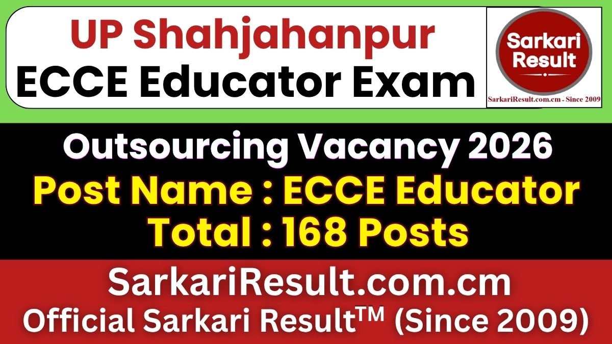 UP Shahjahanpur ECCE Educator Online Form 2026: 168 Vacancies, Apply by 21 October